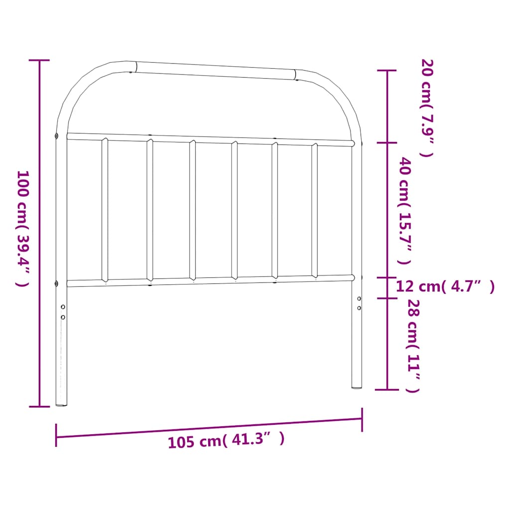 Ersatz-Kopfteil Metall Schwarz 100 cm