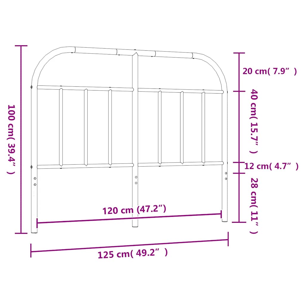 Ersatz-Kopfteil Metall Schwarz 120 cm