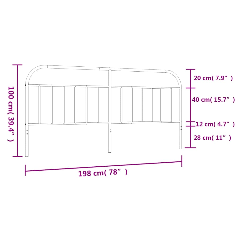 Ersatz-Kopfteil Metall Schwarz 193 cm