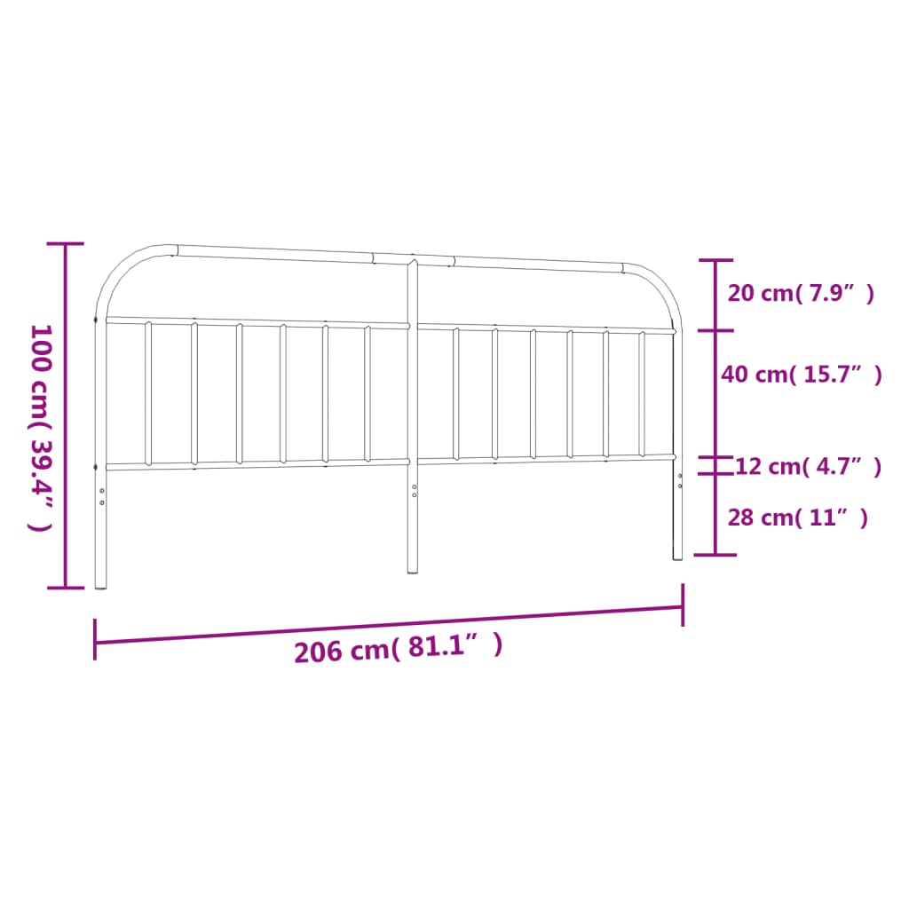 Ersatz-Kopfteil Metall Schwarz 200 cm