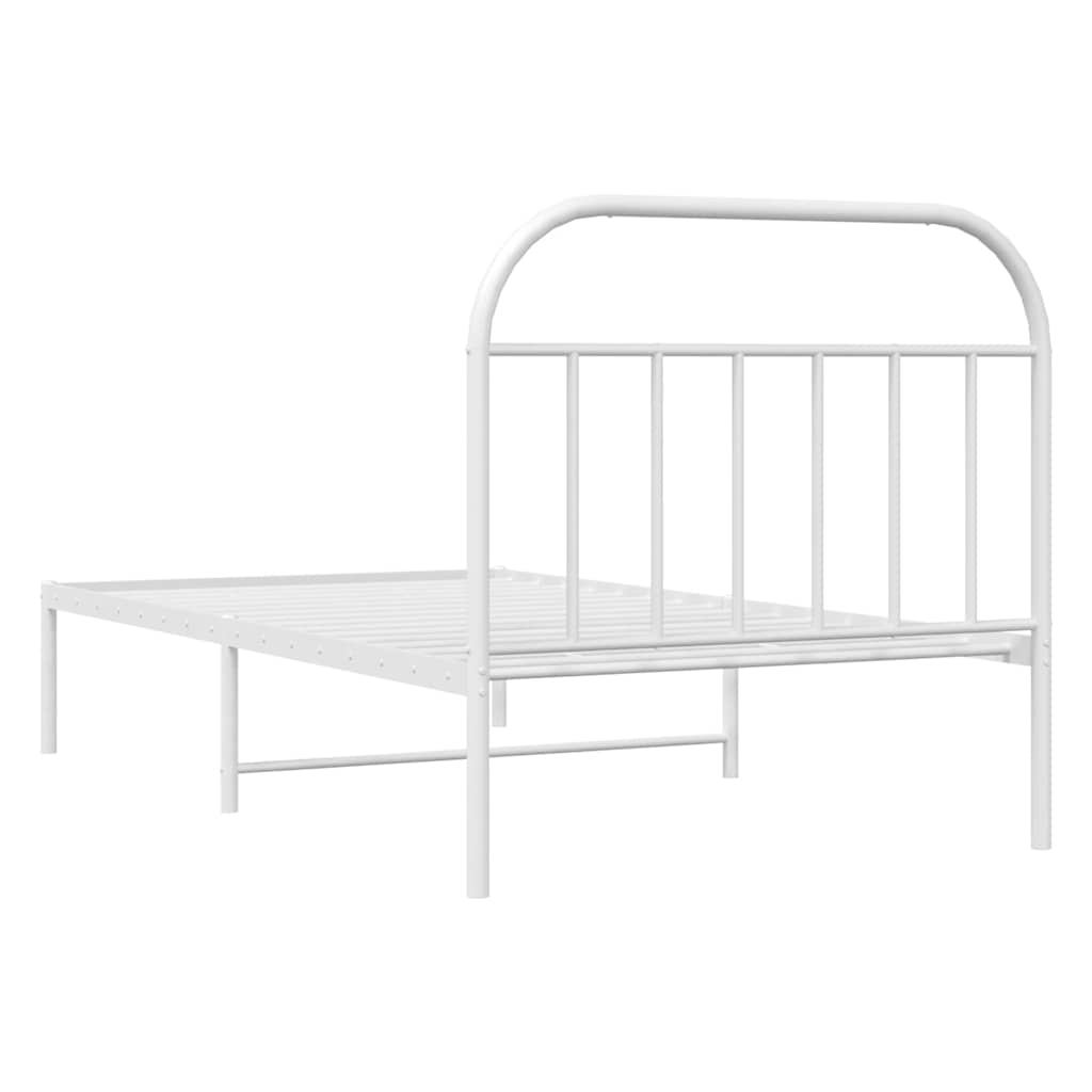 Bettgestell mit Kopfteil Metall Weiß 100x190 cm