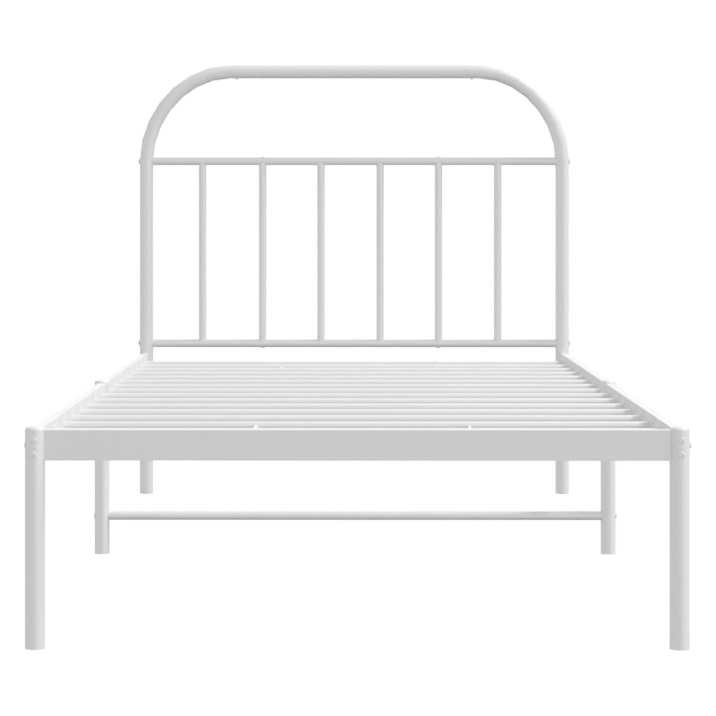 Bettgestell mit Kopfteil Metall Weiß 100x200 cm