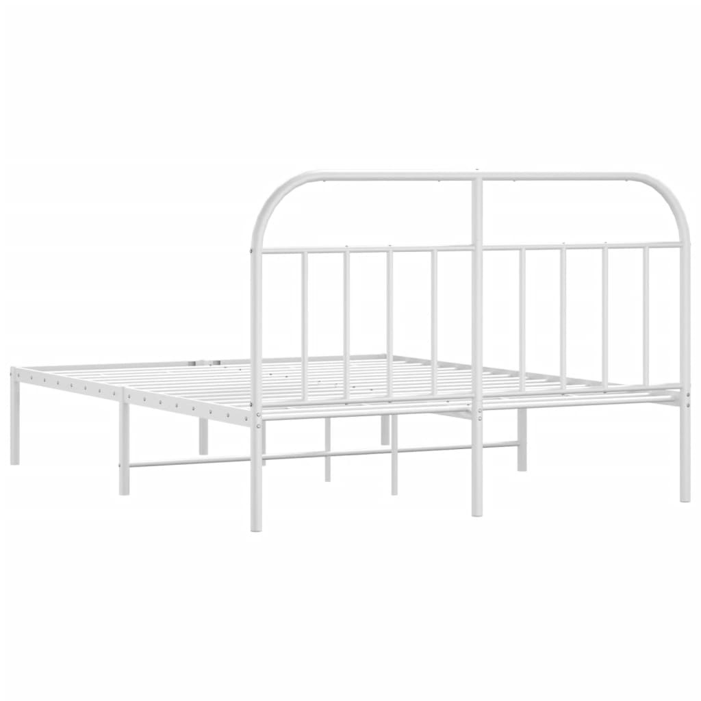 Bettgestell mit Kopfteil Metall Weiß 140x200 cm