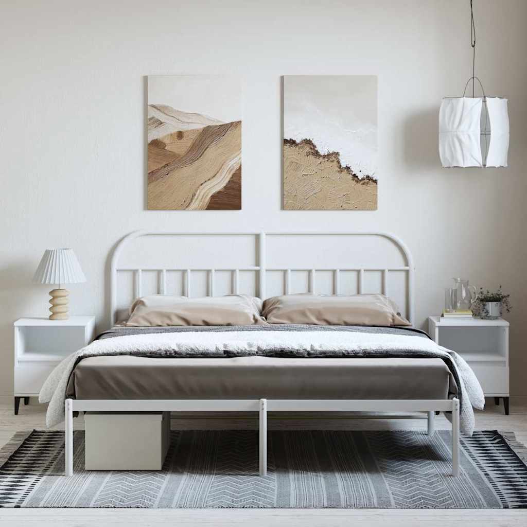 Bettgestell mit Kopfteil Metall Weiß 183x213 cm