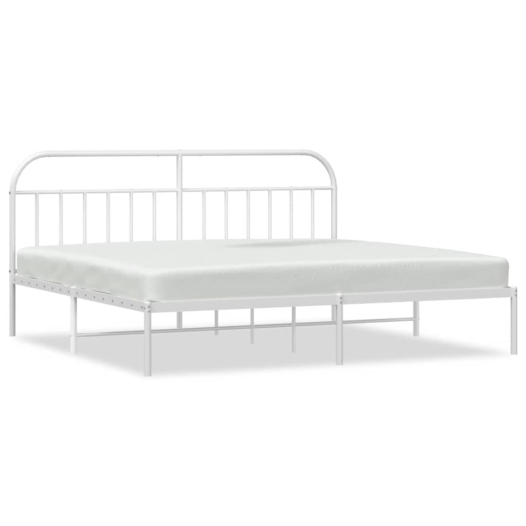 Bettgestell mit Kopfteil Metall Weiß 193x203 cm