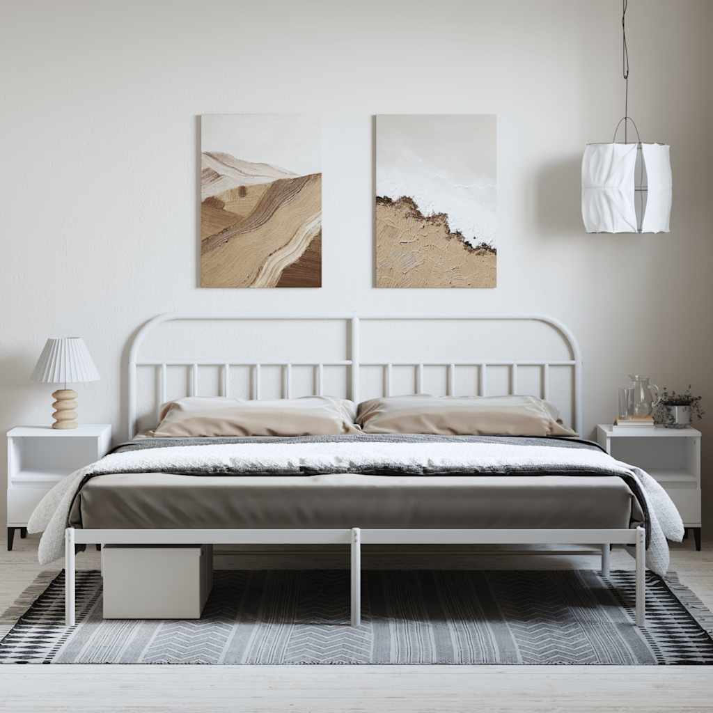 Bettgestell mit Kopfteil Metall Weiß 193x203 cm
