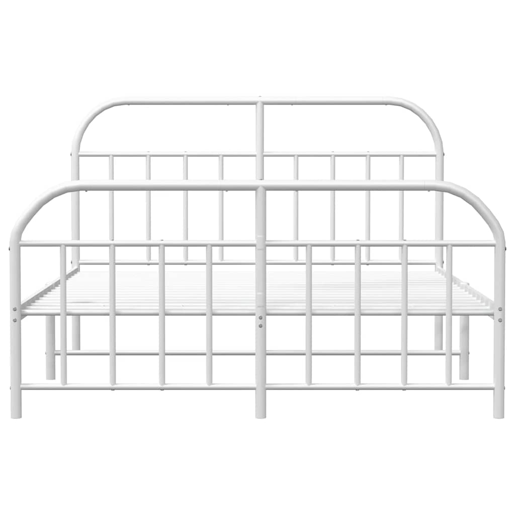 Bettgestell mit Kopf- und Fußteil Metall Weiß 150x200 cm