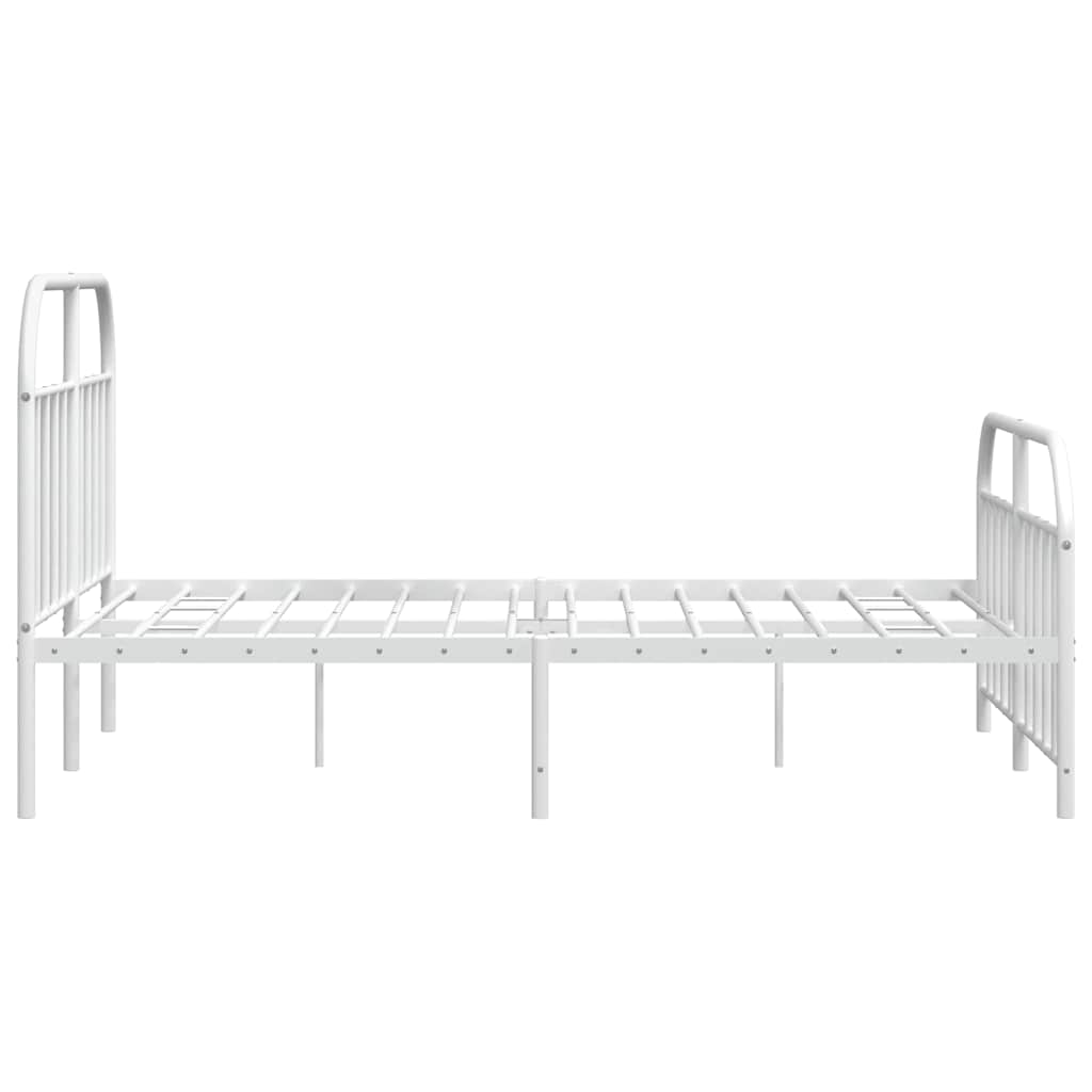 Bettgestell mit Kopf- und Fußteil Metall Weiß 150x200 cm