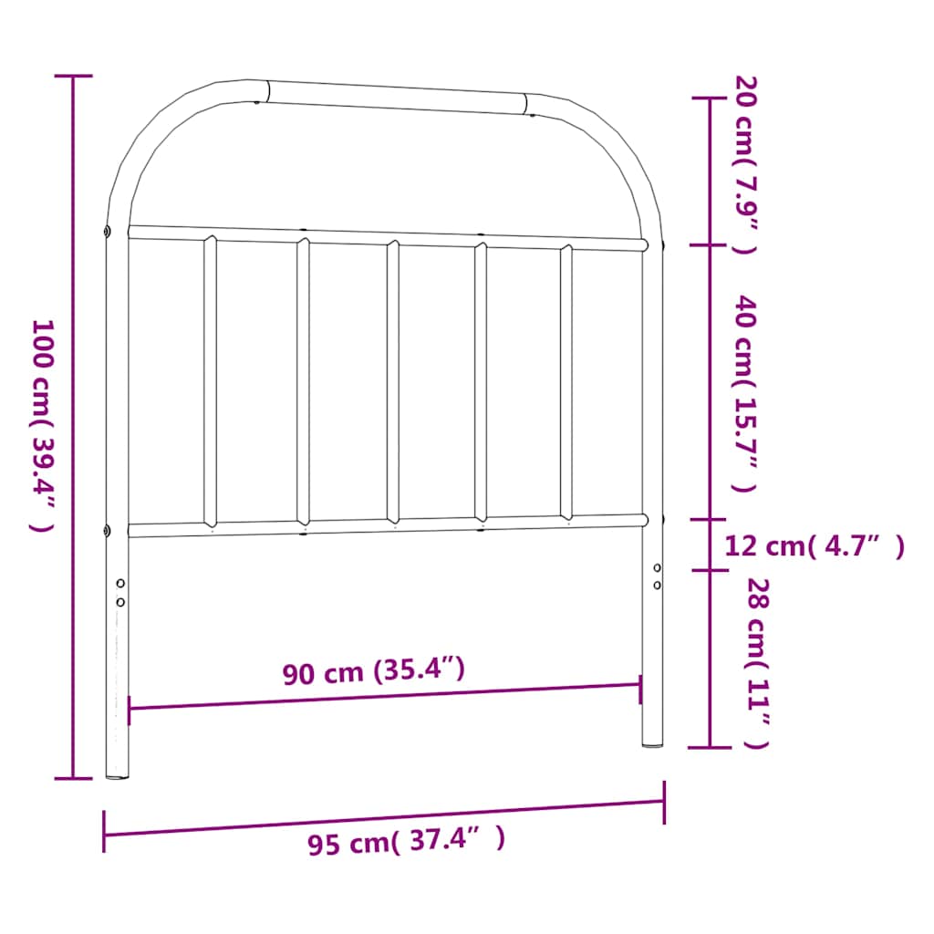 Ersatz-Kopfteil Metall Weiß 90 cm