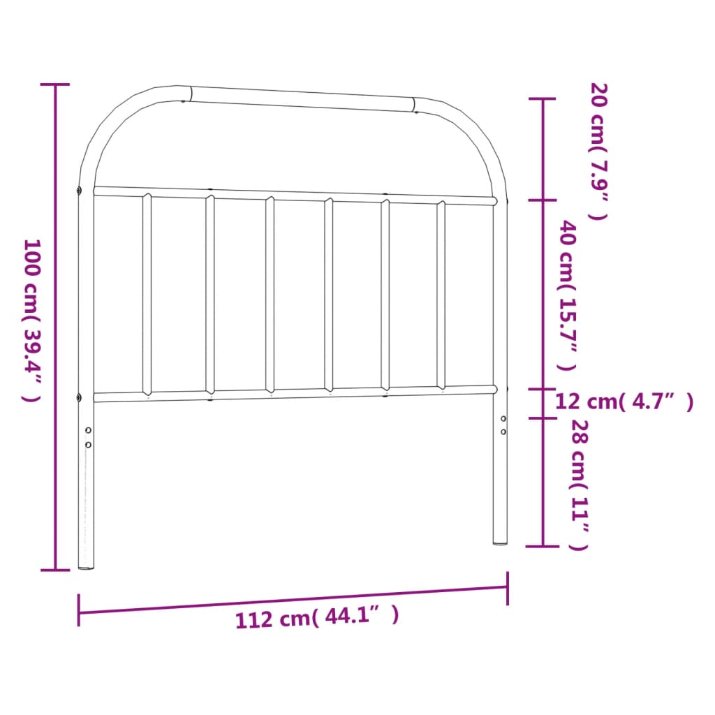 Ersatz-Kopfteil Metall Weiß 107 cm