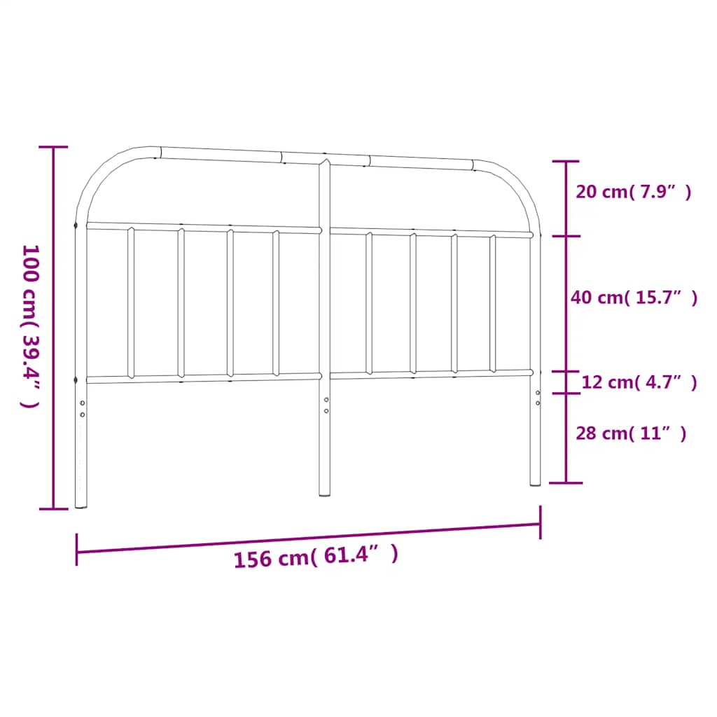 Ersatz-Kopfteil Metall Weiß 150 cm