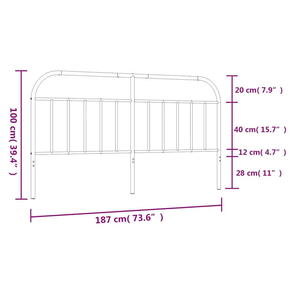 Ersatz-Kopfteil Metall Weiß 180 cm