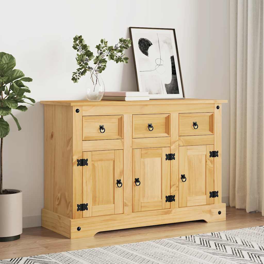 Sideboard "Corona" Braun 112x44x78 cm Massivholz Mexikanische Kiefer