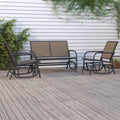 3-tlg. Garten-Lounge-Set Schaukel Braun Textilene und Stahl