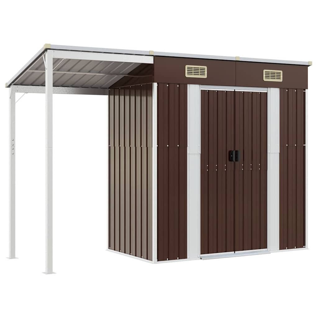 Gartenhaus mit Schleppdach Braun 277x107x181 cm Stahl