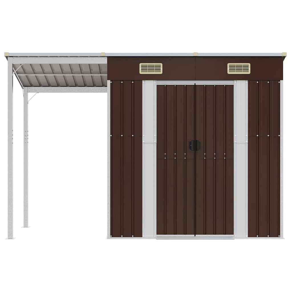 Gartenhaus mit Schleppdach Braun 277x107x181 cm Stahl