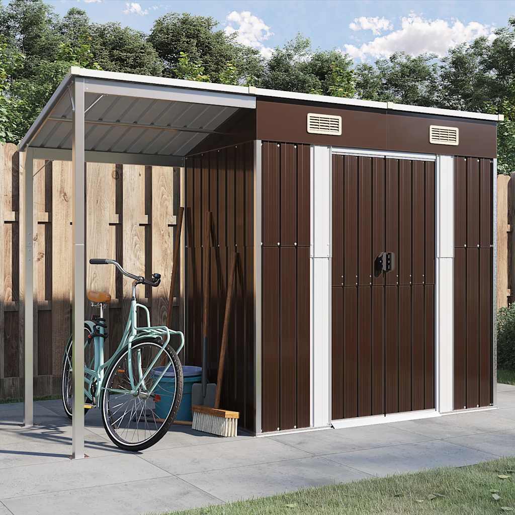 Gartenhaus mit Schleppdach Braun 277x107x181 cm Stahl
