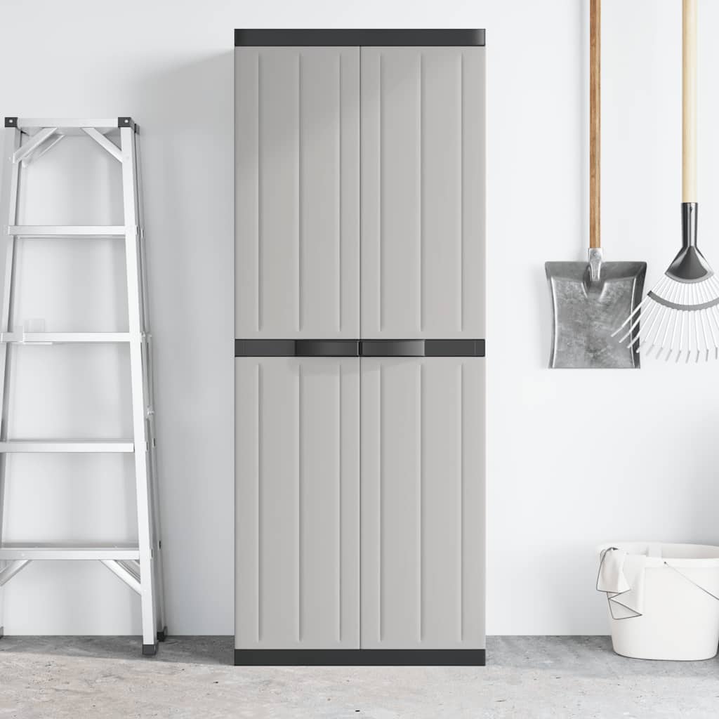 Gartenschrank Grau und Schwarz 65x37x165 cm PP