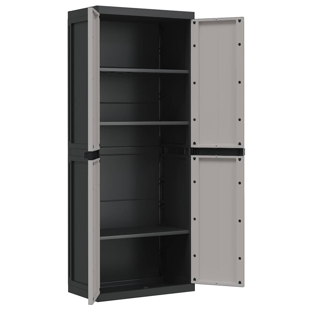 Gartenschrank Grau und Schwarz 65x37x165 cm PP