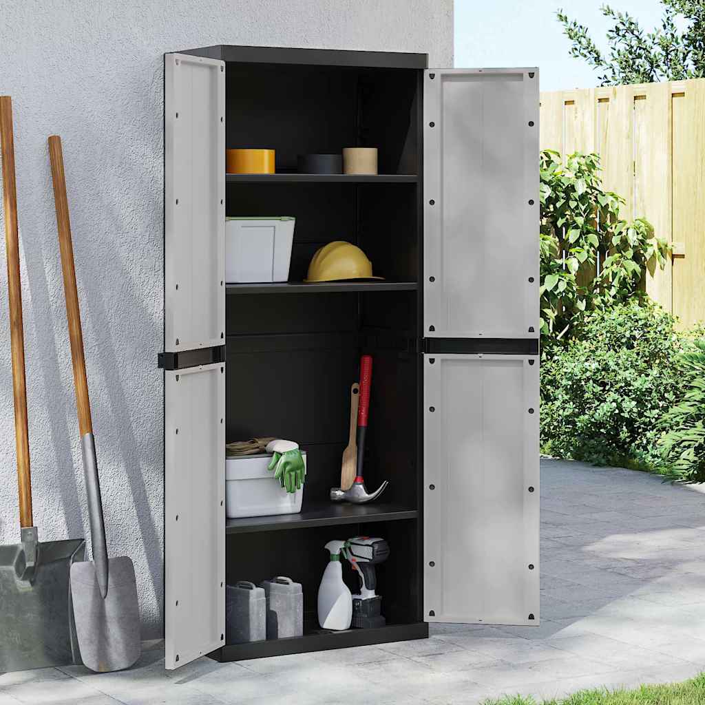 Gartenschrank Grau und Schwarz 65x37x165 cm PP