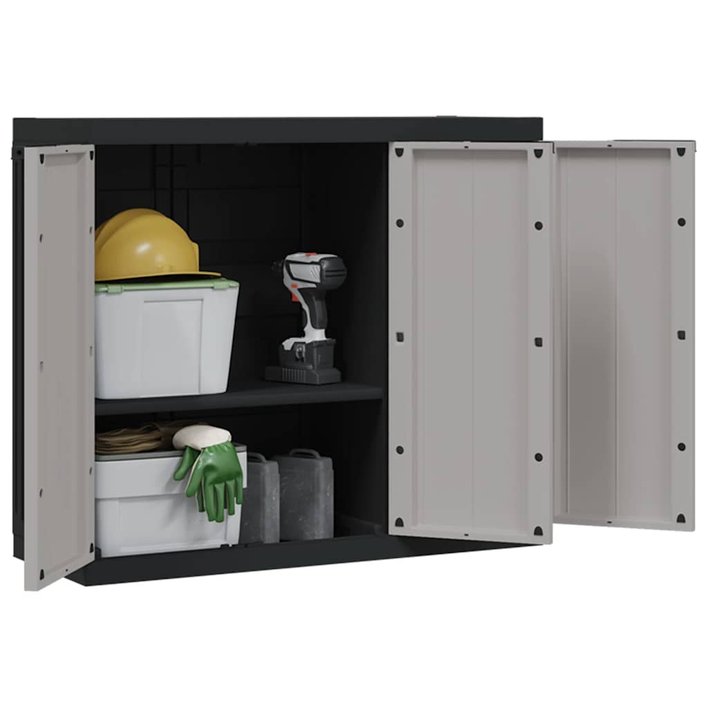 Gartenschrank Grau und Schwarz 97x37x85 cm PP