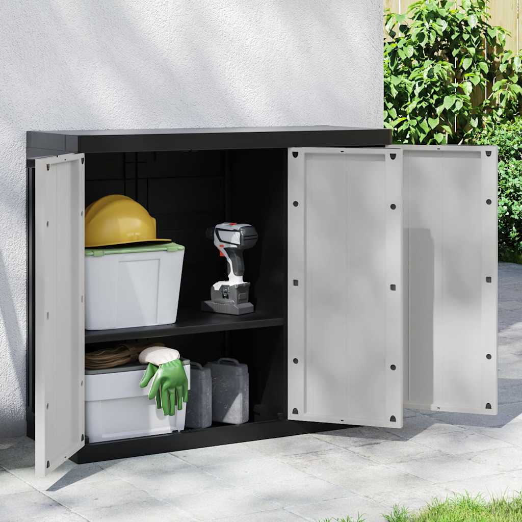 Gartenschrank Grau und Schwarz 97x37x85 cm PP