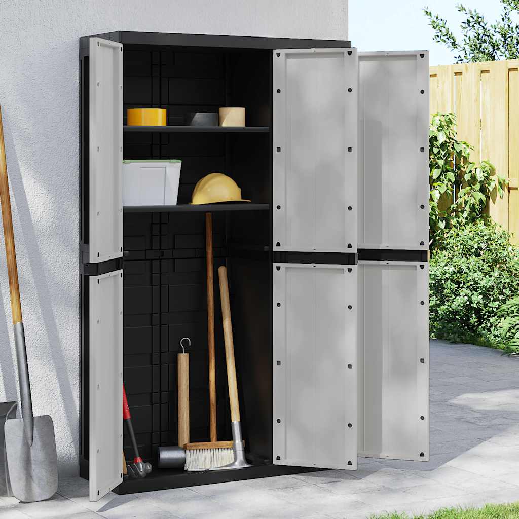 Gartenschrank Grau und Schwarz 97x37x165 cm PP