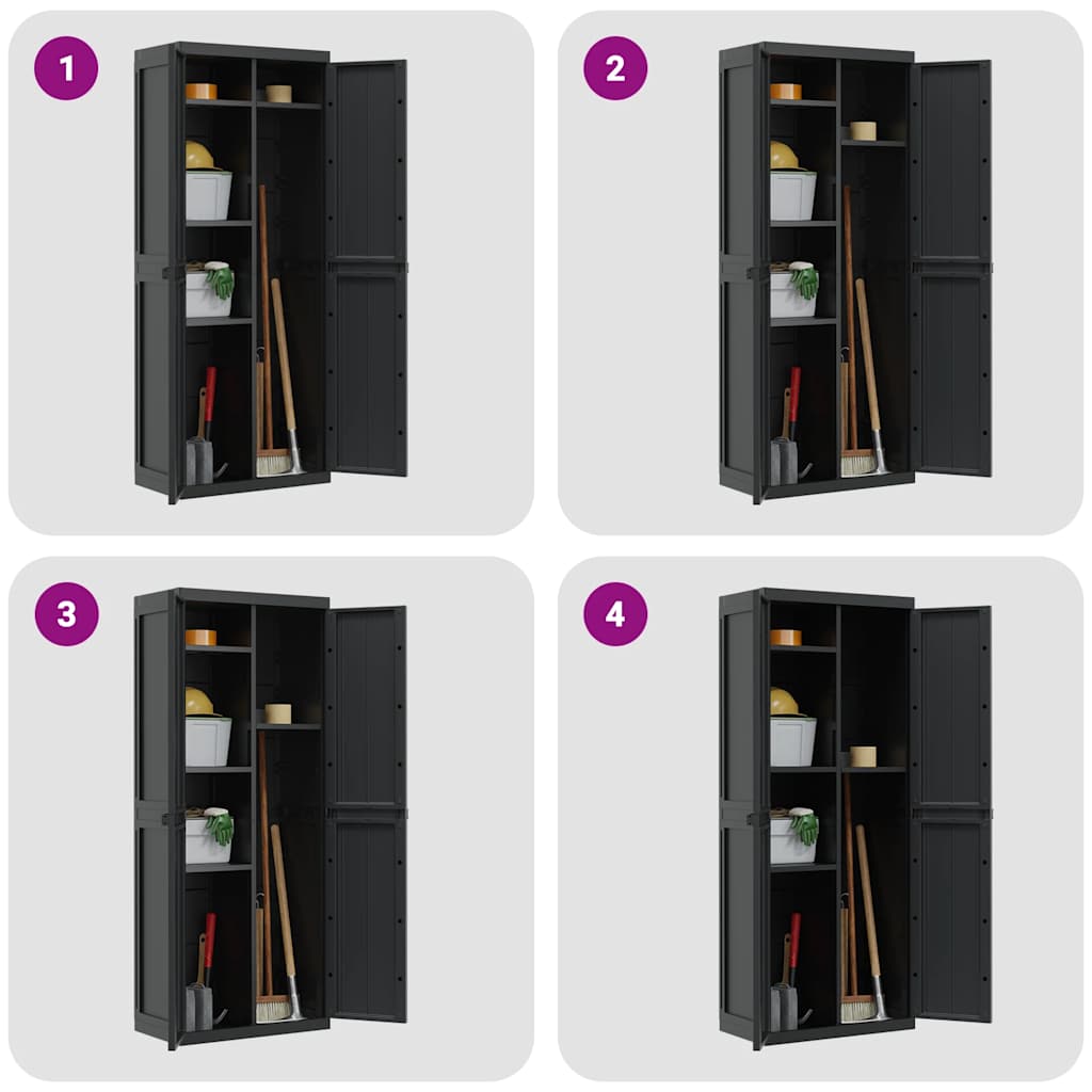 Gartenschrank Schwarz 65x37x165 cm PP