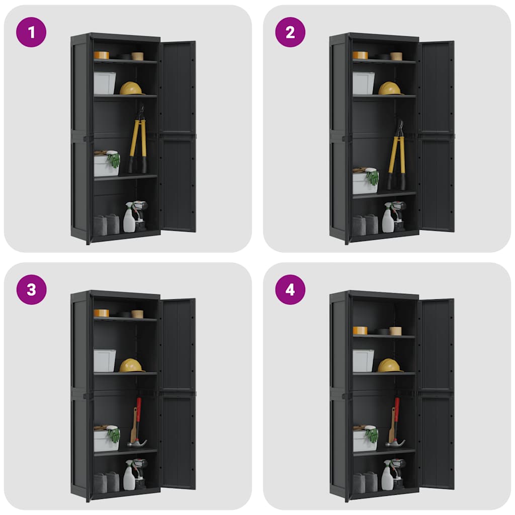 Gartenschrank Schwarz 65x37x165 cm PP