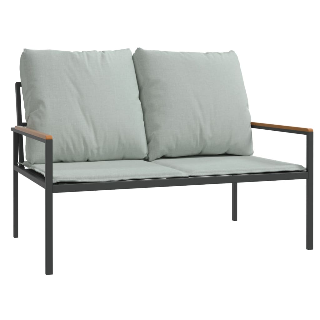 4-tlg. Garten-Lounge-Set mit Kissen Anthrazit Stahl