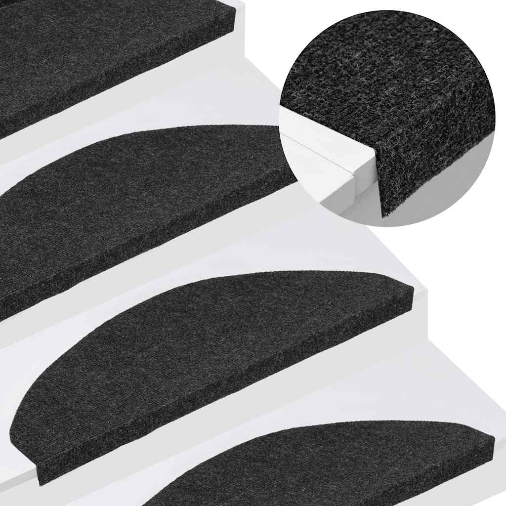 Stufenmatten Selbstklebend 10 Stk. Schwarz 65x22,5x3,5 cm