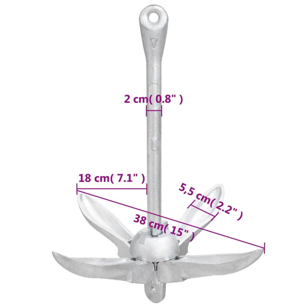 Klappanker Silber 4 kg feuerverzinktes Gusseisen