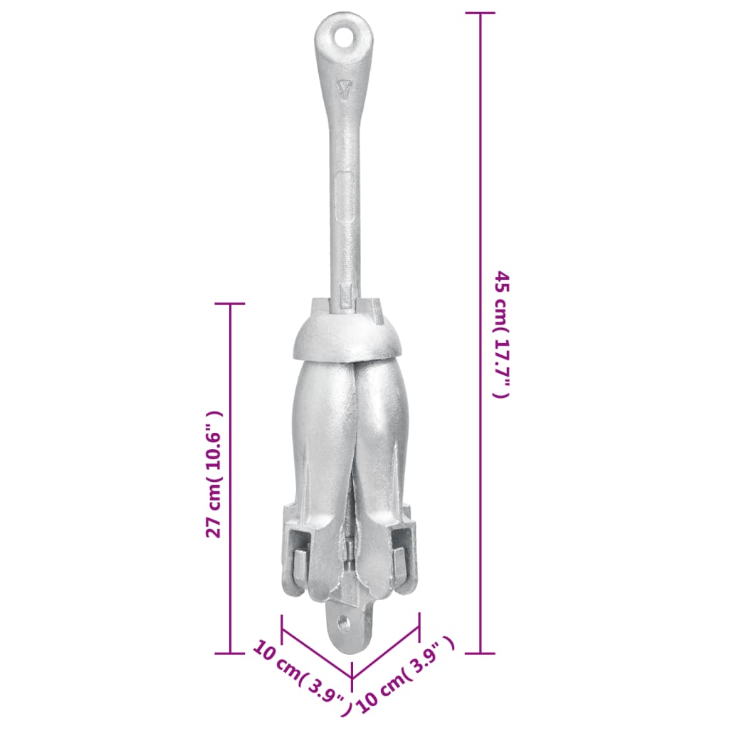 Klappanker mit Seil Silber 4 kg feuerverzinktes Gusseisen