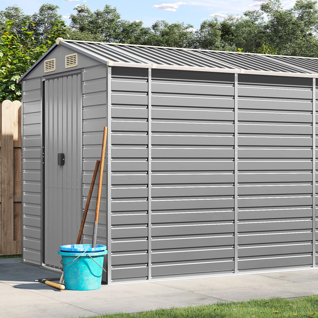 Gartenhaus Hellgrau 191 x 470 x 198 cm Verzinkter Stahl