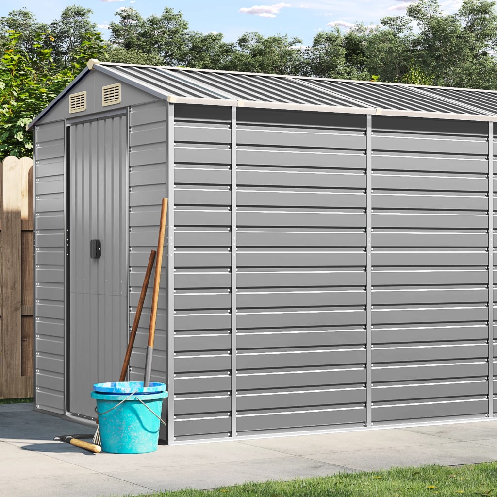Gartenhaus Hellgrau 191 x 640 x 198 cm Verzinkter Stahl