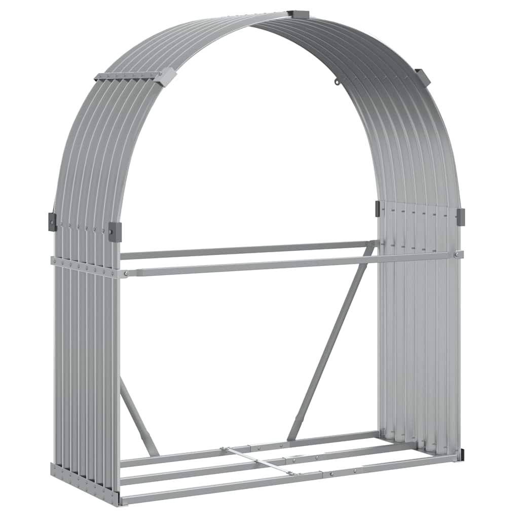 Kaminholzunterstand Hellgrau 120x45x140 cm Verzinkter Stahl