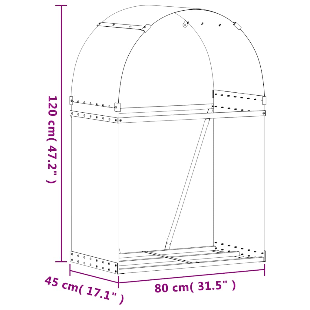 Holzkorb Anthrazit 80x45x120 cm Verzinkter Stahl