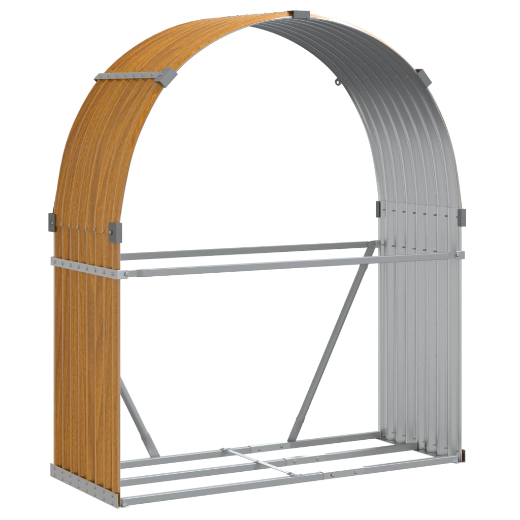 Kaminholzunterstand Holzoptik 120x45x140 cm Verzinkter Stahl