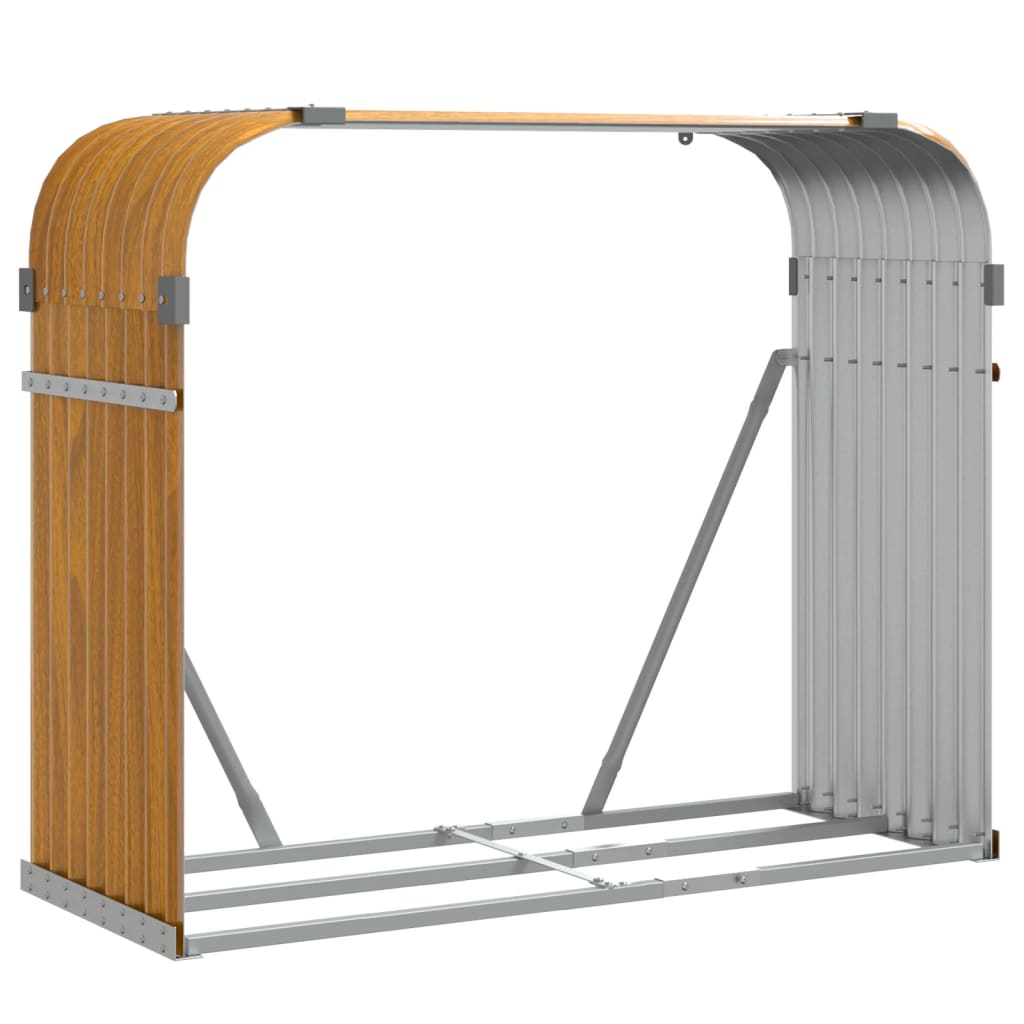 Kaminholzunterstand Holzoptik 120x45x100 cm Verzinkter Stahl