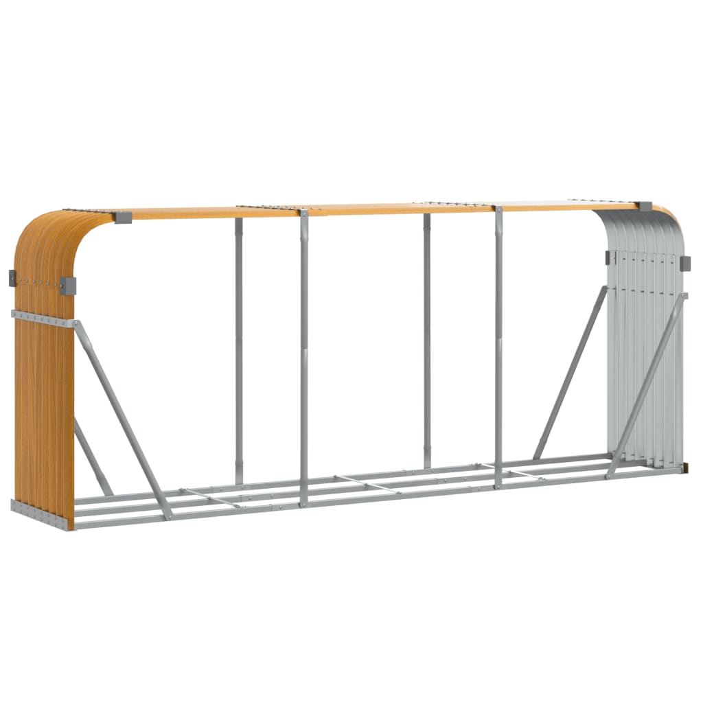 Kaminholzunterstand Holzoptik 234x45x100 cm Verzinkter Stahl