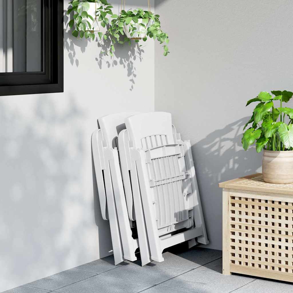 Gartenstühle 2 Stk. Verstellbar Weiß PP