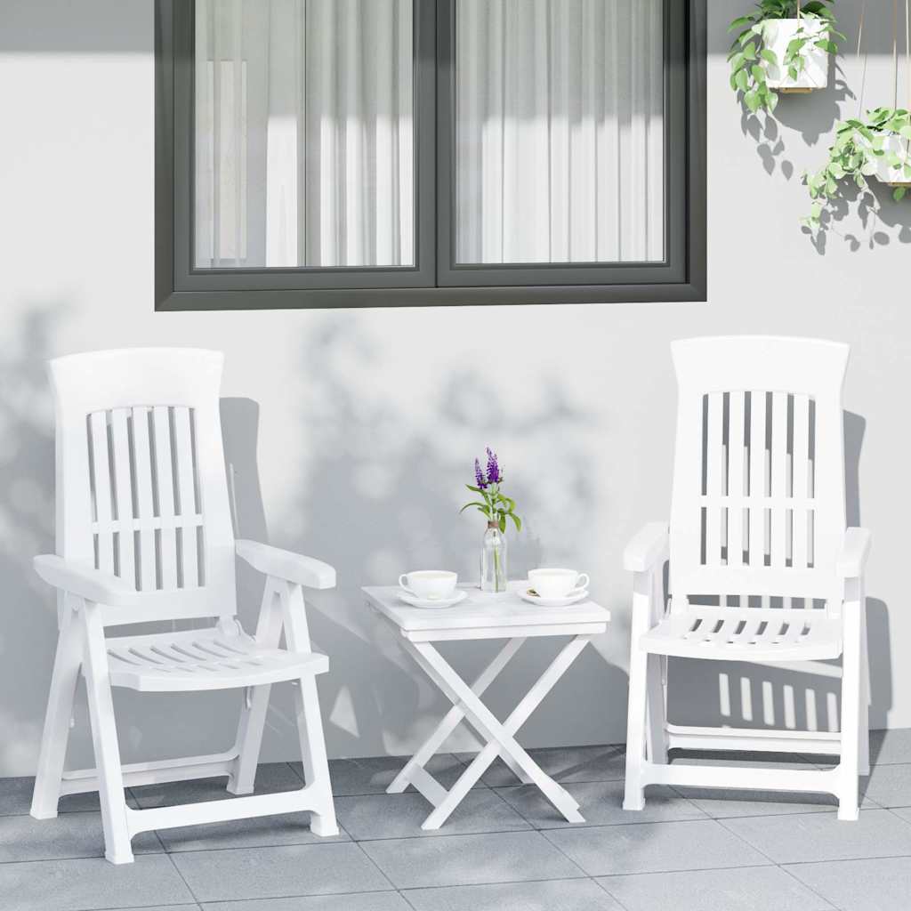 Gartenstühle 2 Stk. Verstellbar Weiß PP