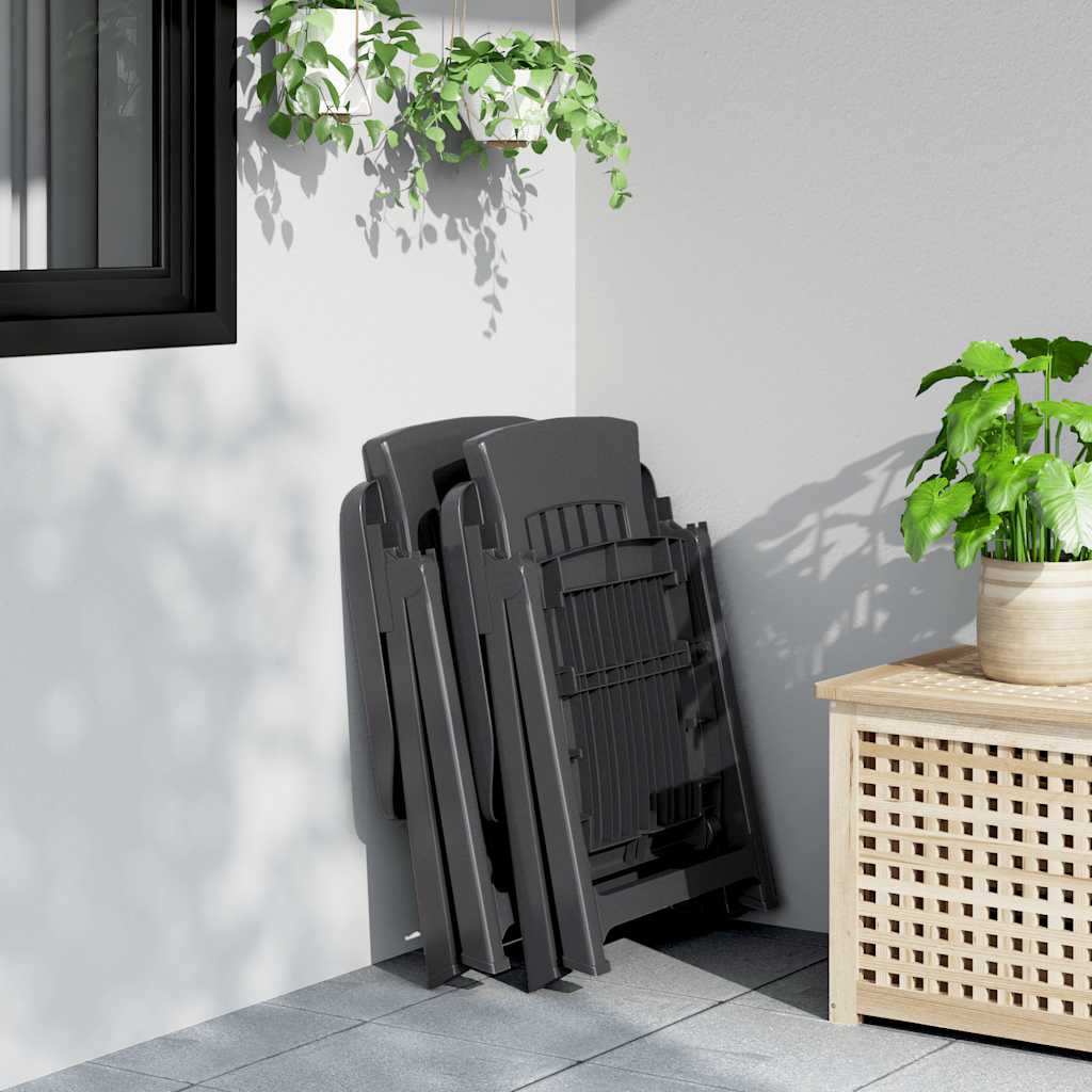 Gartenstühle 2 Stk. Verstellbar Anthrazit PP