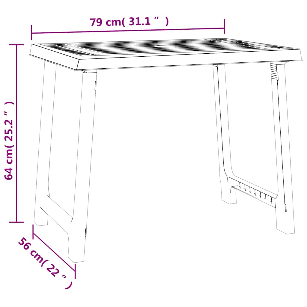 Campingtisch Anthrazit 79x56x64 cm PP Holzoptik
