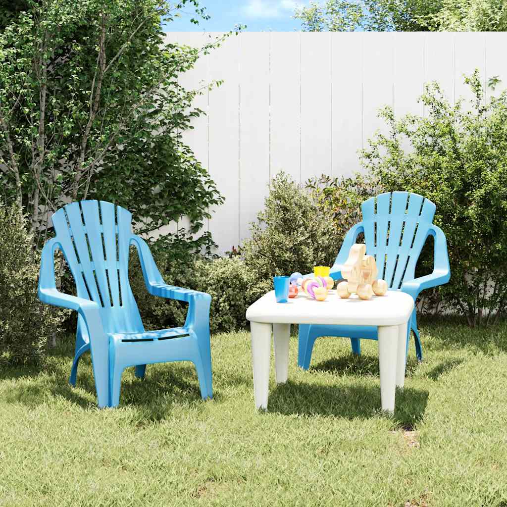 Kinder-Gartenstühle 2 Stk. Blau 37x34x44 cm PP Holzoptik
