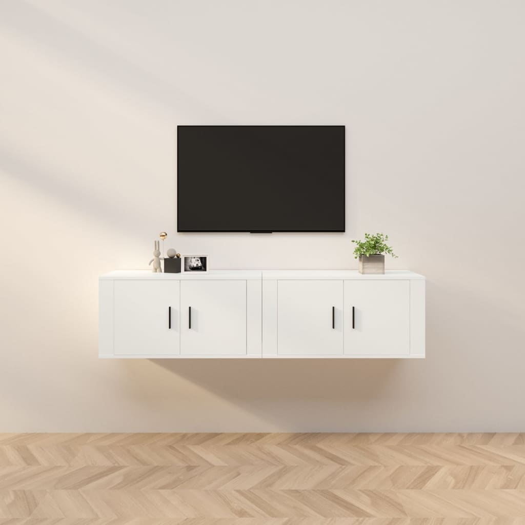 TV-Wandschränke 2 Stk. Weiß 80x34,5x40 cm