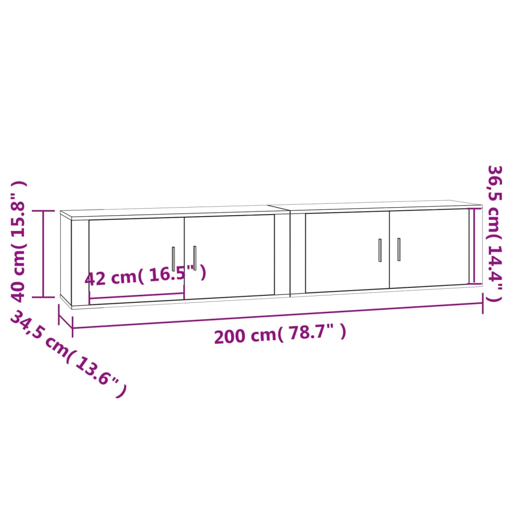 TV-Wandschränke 2 Stk. Sonoma-Eiche 100x34,5x40 cm
