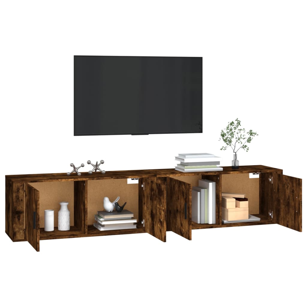 TV-Wandschränke 2 Stk. Räuchereiche 100x34,5x40 cm