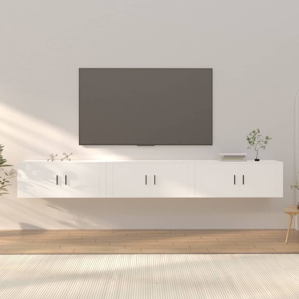 TV-Wandschränke 3 Stk. Weiß 100x34,5x40 cm