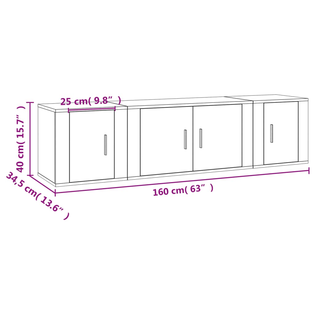 3-tlg. TV-Schrank-Set Weiß Holzwerkstoff
